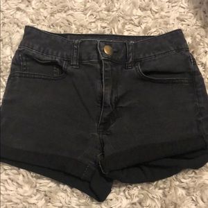 black jean shorts